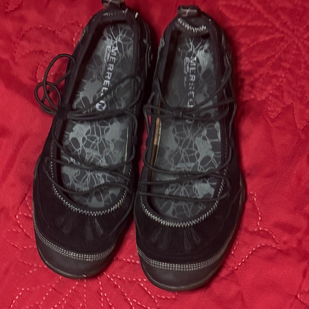 Merrell Black and Gray Slip on Athletic Shoes/Sneakers